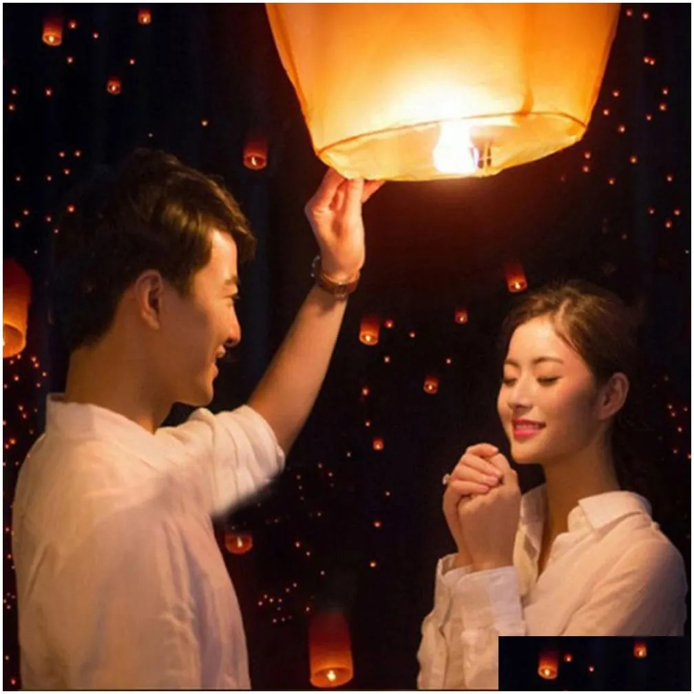 10pcs/Lot Diy Chinese Flying Sky ing Paper Lantern Lamp for Christmas Party Wedding Decoration 201128
