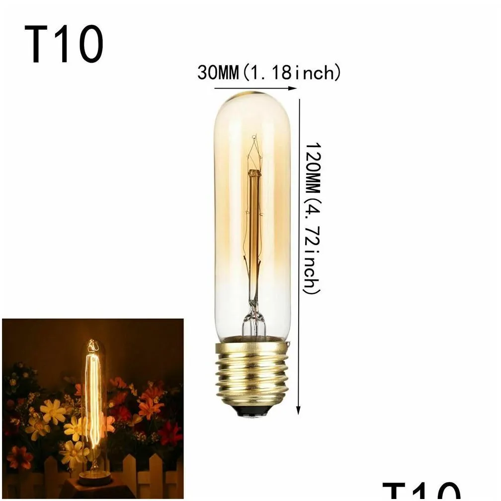 Led Bulbs Retro Edison Light Bbs E27 40W 110V 220V T45 T10 T185 T225 T300 Ampoe Bb Incandescent Lights Filament Drop Delivery Lighting Dhizx