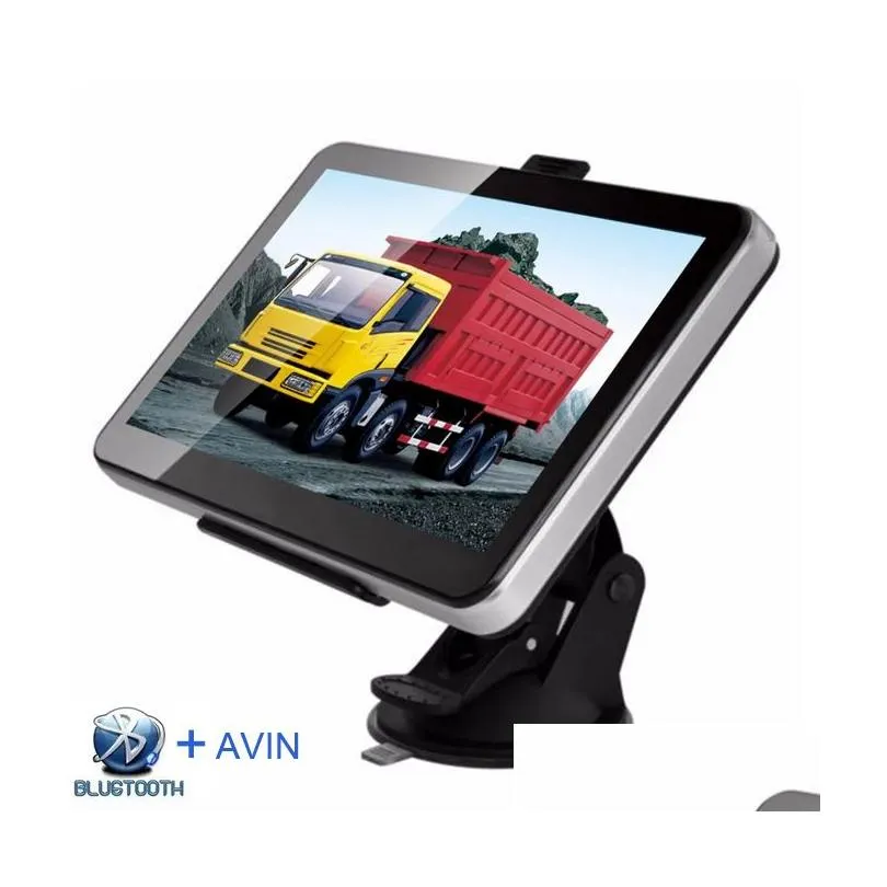 HD 7 inch Auto Car GPS Navigation Bluetooth Hands Free Calls Truck Navigator AVIN FM Transmitter Free 8GB 3D Maps