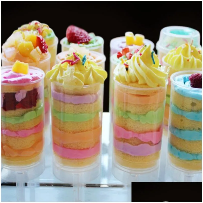 Push Up  Cake Container Cupcake Plastic Transparent Food Grade Lid For Party Decoration Round Shape Kitchen Tool DH4744
