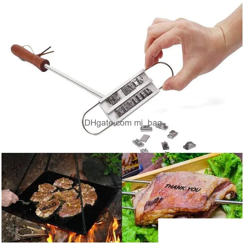Bbq Tools & Accessories Barbecue Grill Branding Iron Signature Name Marking Stamp Tool Meat Steak Burger 55 X Letters And 8 Spaces Bak Dhnmp