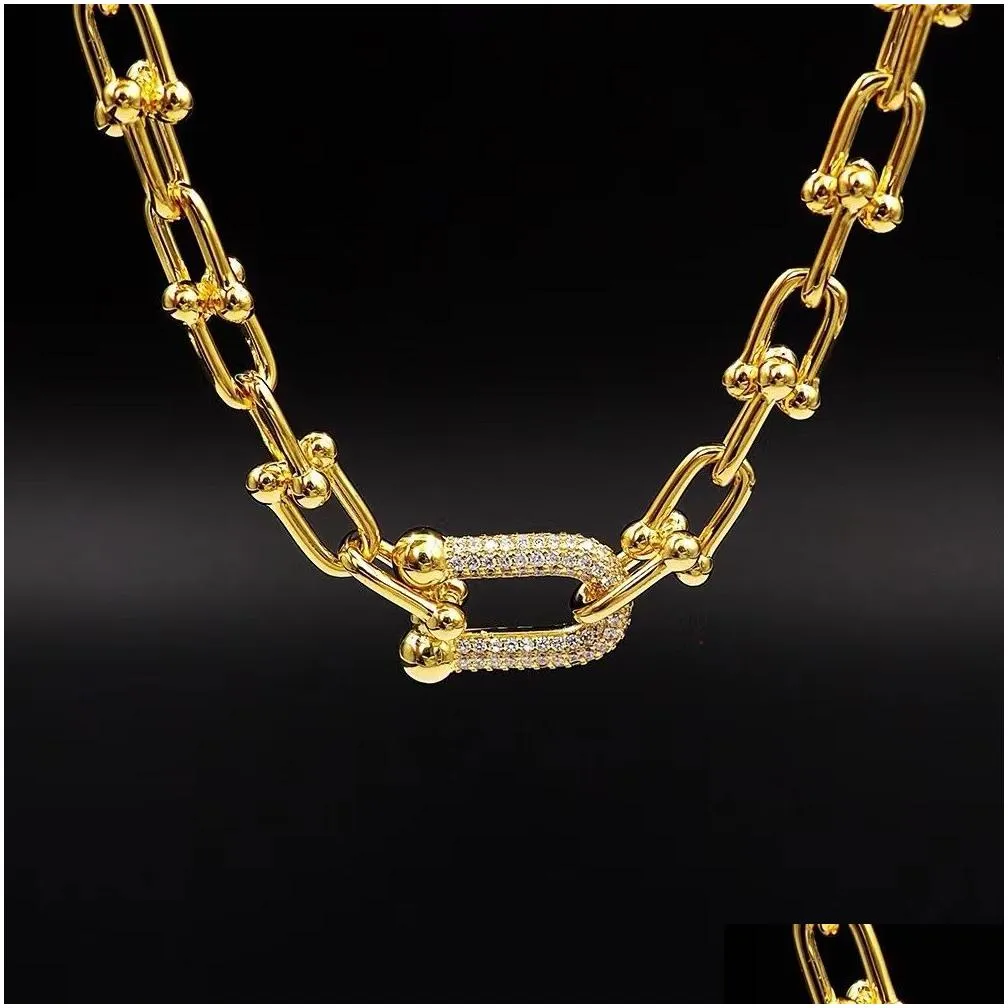 Chokers Designer 18K Gold Horseshoe U Necklace Luxury Women Charm Diamond Ladies Jewelry Man Fashion Classic Never Fading High Quality Otpi5