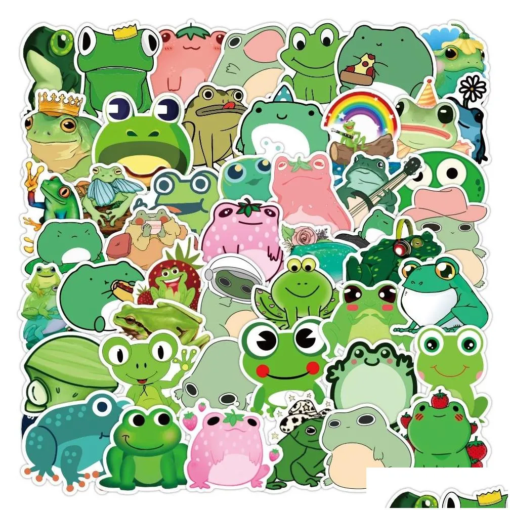 fedex wholesale 50pcs/pack cartoon stickers cute frog sticker skateboard suitcase guitar children graffiti sticker kids toy