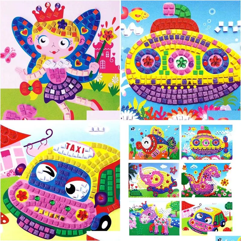 Learning Toys 100 Pcs 3D Foam Mosaics Sticky Crystal Art Princess Butterflies Sticker Mix Wholesale Game Craft Kids Children Gift In Dhcma