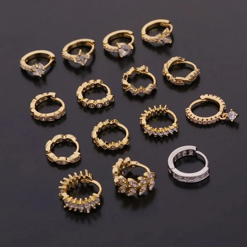 1Pc 20G CZ Ear Piercing Jewelry Cartilage Hoop Earring Fashion Tragus Daith Conch Rook Snug Lobe & Huggie2574