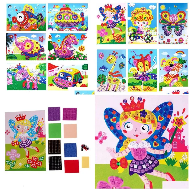 Learning Toys 100 Pcs 3D Foam Mosaics Sticky Crystal Art Princess Butterflies Sticker Mix Wholesale Game Craft Kids Children Gift In Dhcma