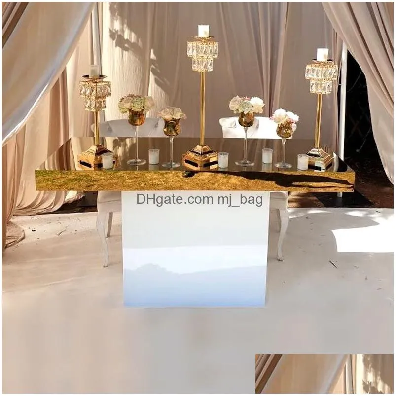 Party Decoration Factory Wholesale Wedding White Dining Tables Acrylic Table With Top For Event And Frame Weddings Cake 457 Drop Deliv Dhtx5