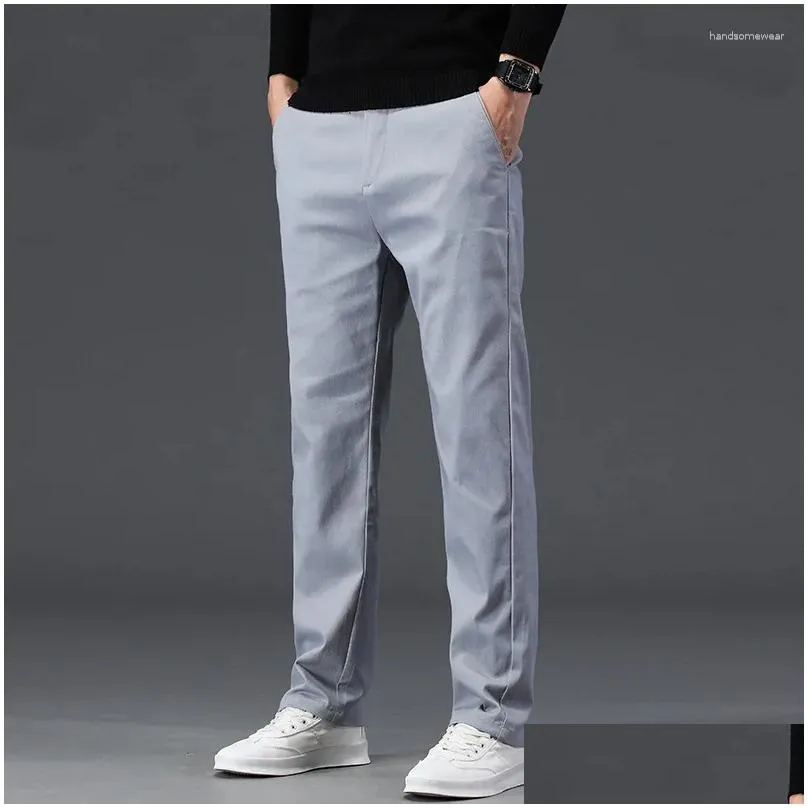 mens pants 98% cotton chinos casual khaki loose straight streetwear men twill tall trousers