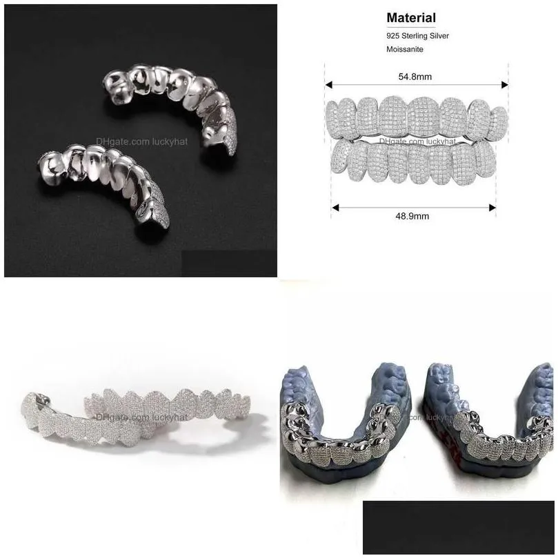 Customizable Moissanite Dental Vvs Diamond Grillz Cheap With 925 Silver Decorative Braces
