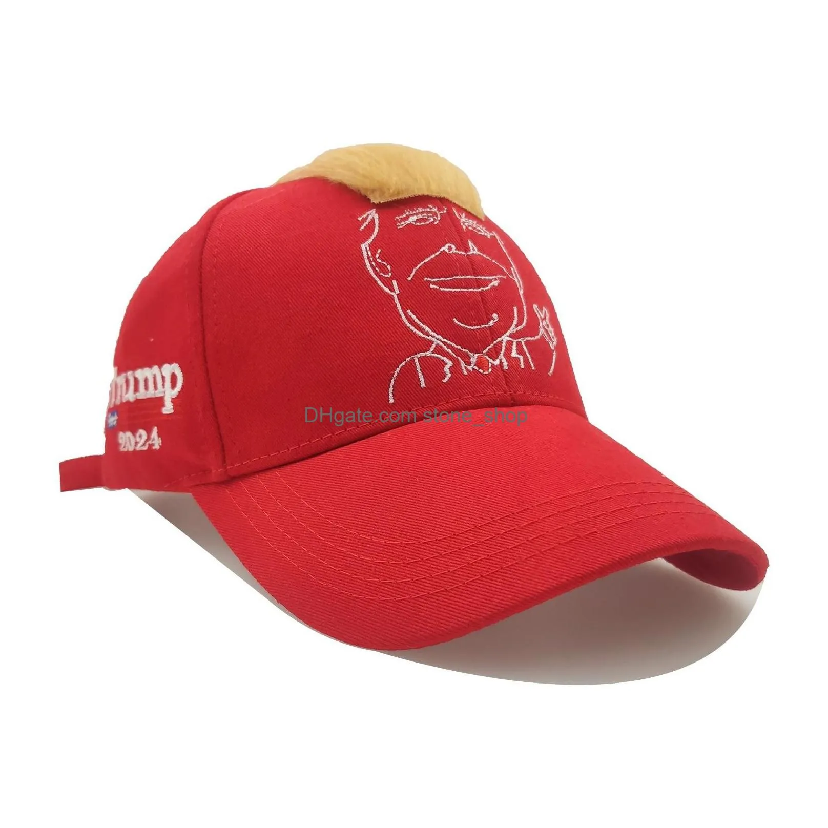 trump 2024 embroidery hat with hair baseball cap trump supporter rally parade cotton hats