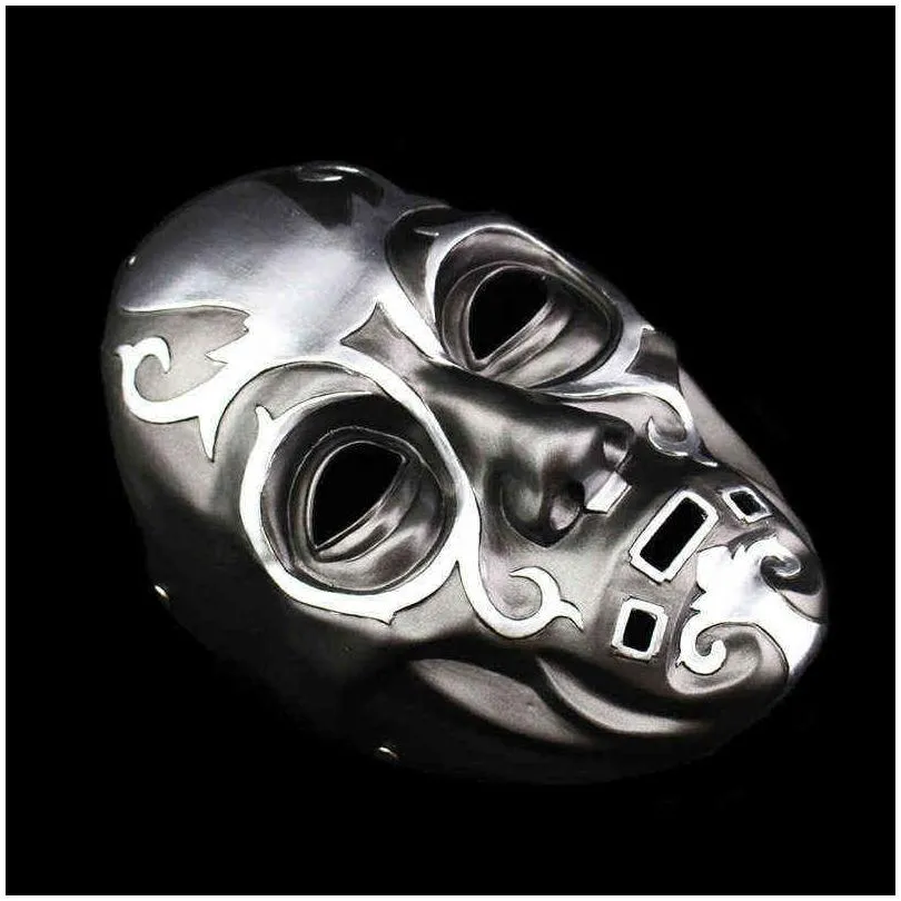 Malfoy Resin Masks Death Eater Mask Cosplay Party Masquerade Halloween Carnival Props Home Wall Decoration Collectibles T220802