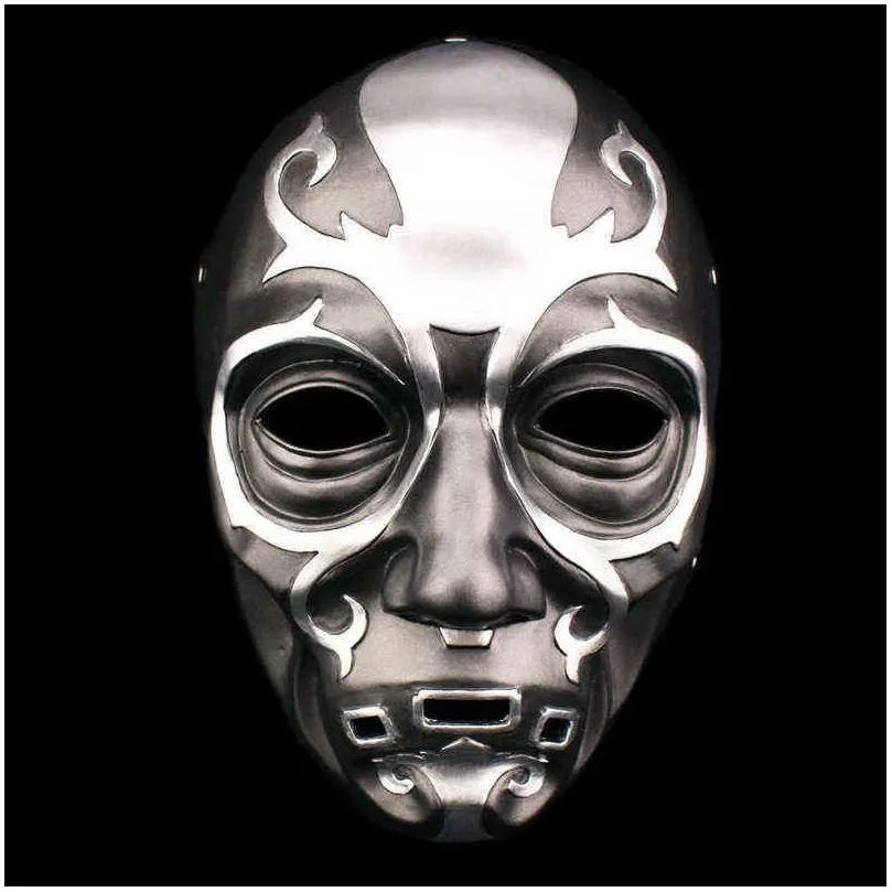 Malfoy Resin Masks Death Eater Mask Cosplay Party Masquerade Halloween Carnival Props Home Wall Decoration Collectibles T220802