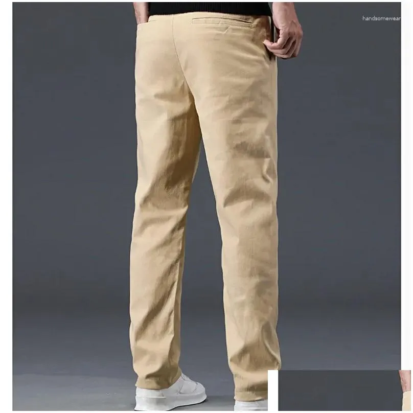 mens pants 98% cotton chinos casual khaki loose straight streetwear men twill tall trousers