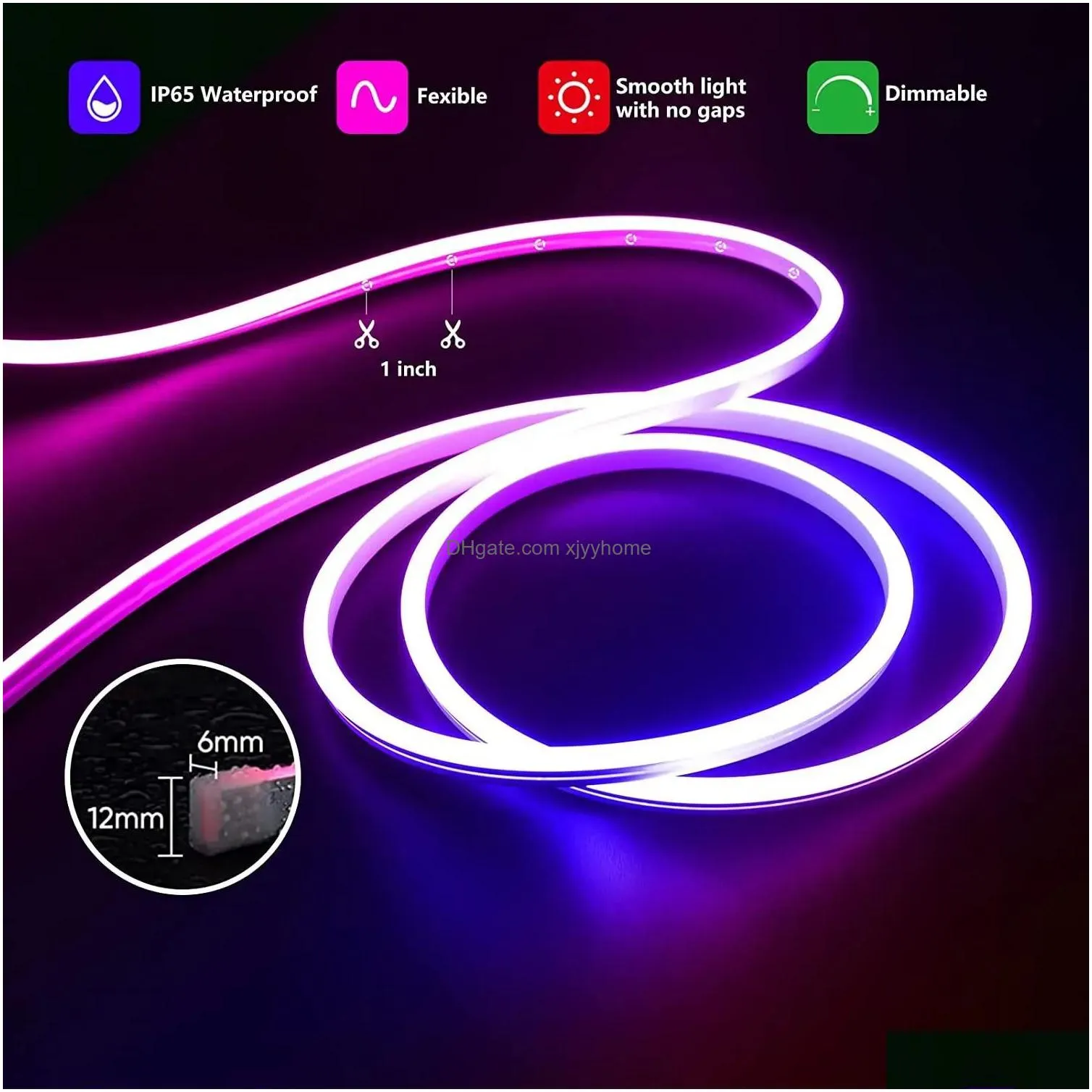 Other Event & Party Supplies Led Neon Strip Light 35M Smart Wifi App Rgb 16Colors Diy Waterproof Flexible Work With Alexa 231124 Drop Dhwfn