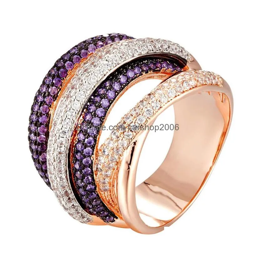 solitaire ring zlxgirl jewelry luxury brand colorful pave zirconia copper wedding ring jewelry womens and mens couple anel rings