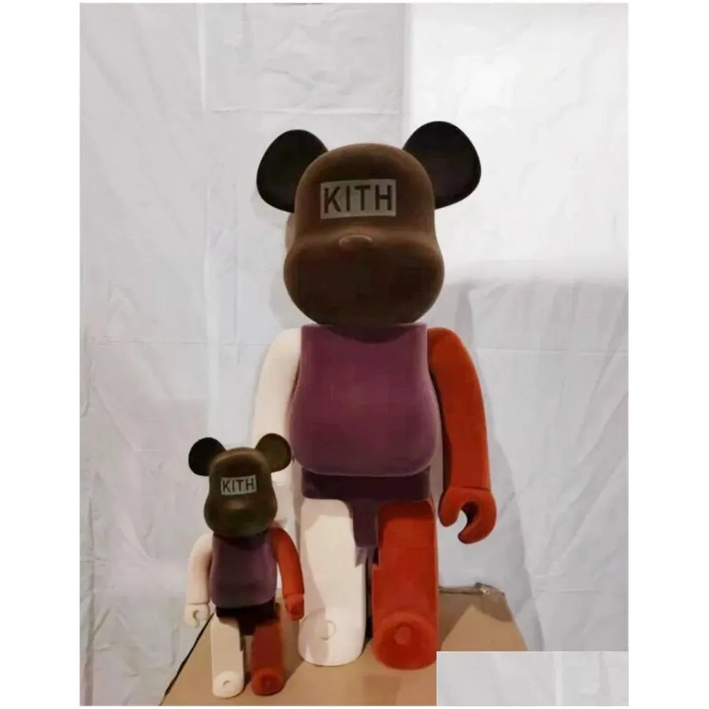 Flocking Kith Fashion Bear Figures 70cm 28cm Collect Art Toys
