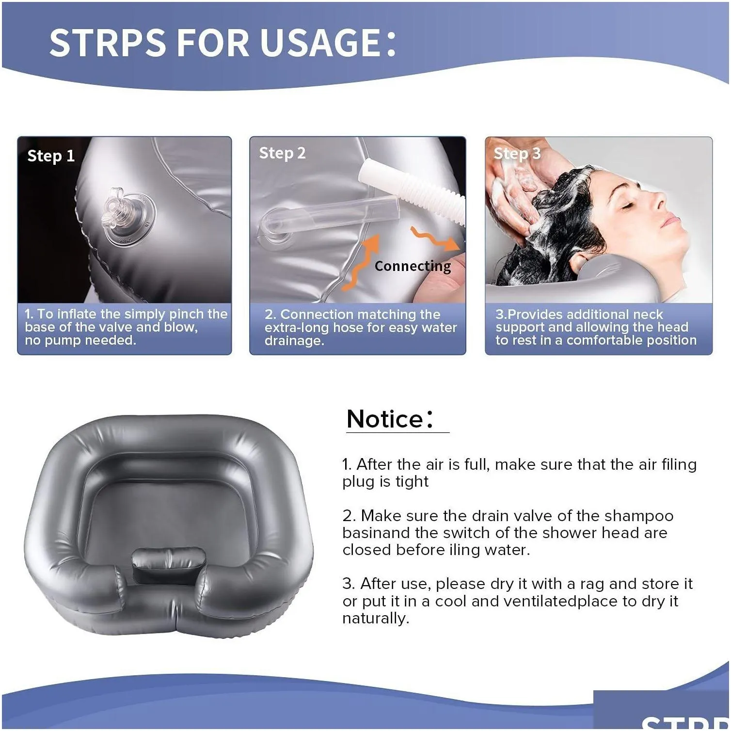 Hair Trimmer Inflatable Shampoo Basin Portable Bowl Washing For