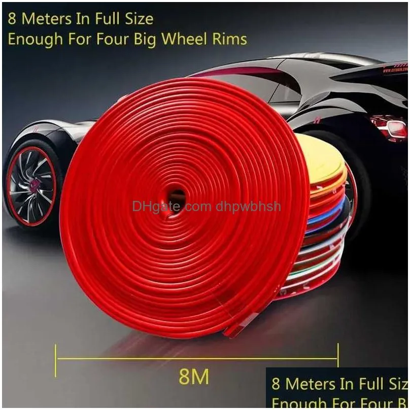 Car Wheel Rim Protectors 8M Rubber Trim Strip For Tire Guard Line Decor ...