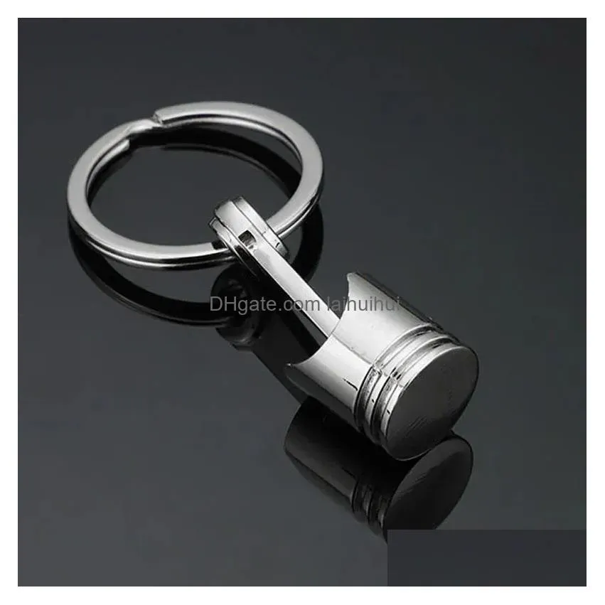 Key Ring Engine Piston Style Car Miniature Keychain Ring Creative Metal Model Keyfob ...