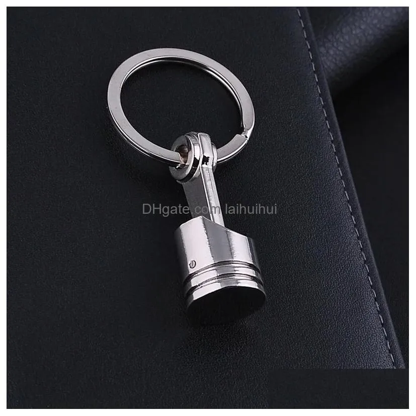 Key Ring Engine Piston Style Car Miniature Keychain Ring Creative Metal Model Keyfob ...