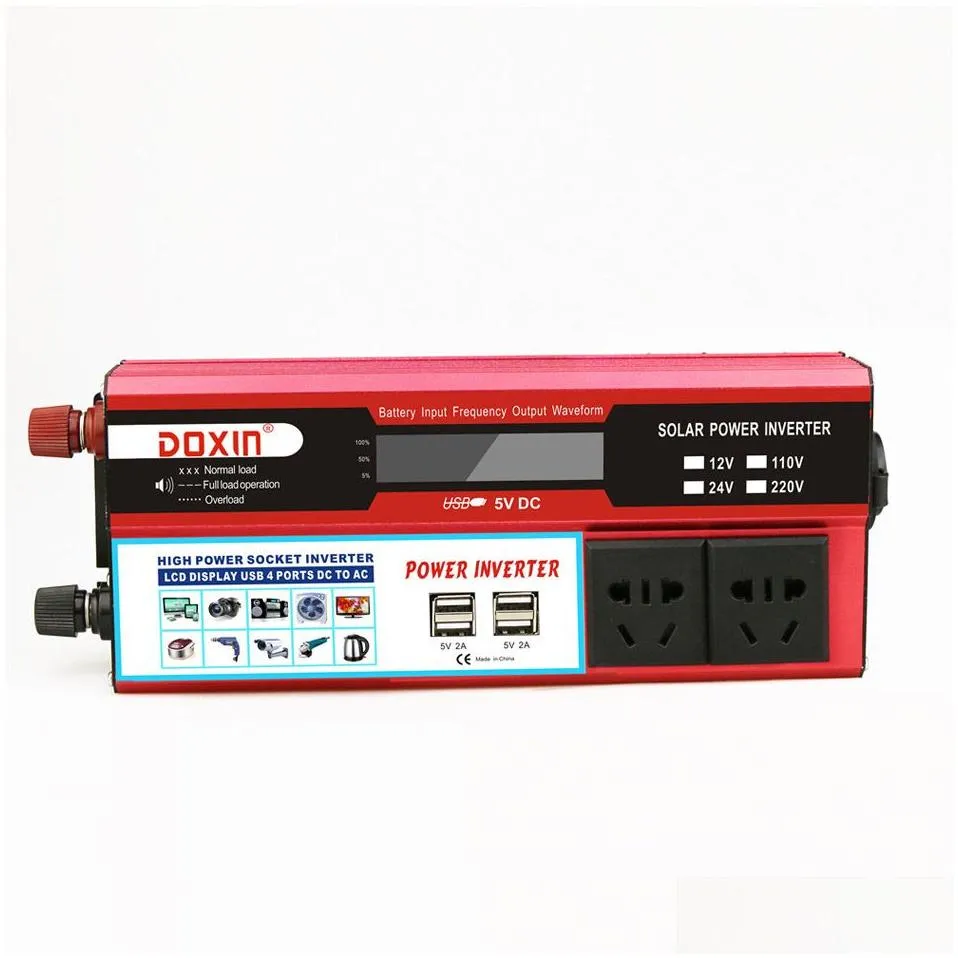 Doxin Inverter Car Jump Starter Power Inverter Doxin 2000W 4 Usb Digital Solar 12V/24V ...
