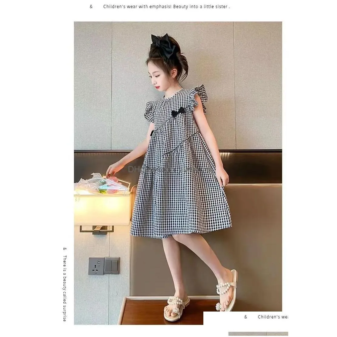 casual dresses for girls Girls Checkered Casual Dresses main image 1