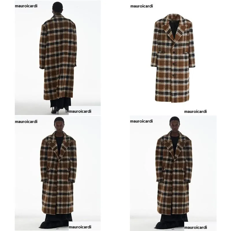 DHgate.com:Oversized Colorful Plaid Wool Blend Winter Coat