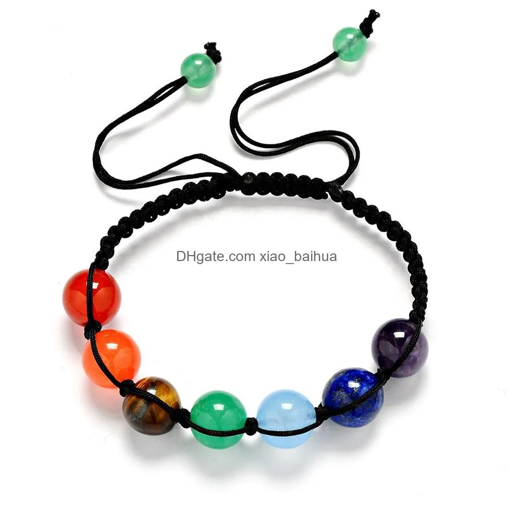 6 8 10mm round bead stone new yoga energy stone woven seven pulse wheel bracelet recommended jewelry