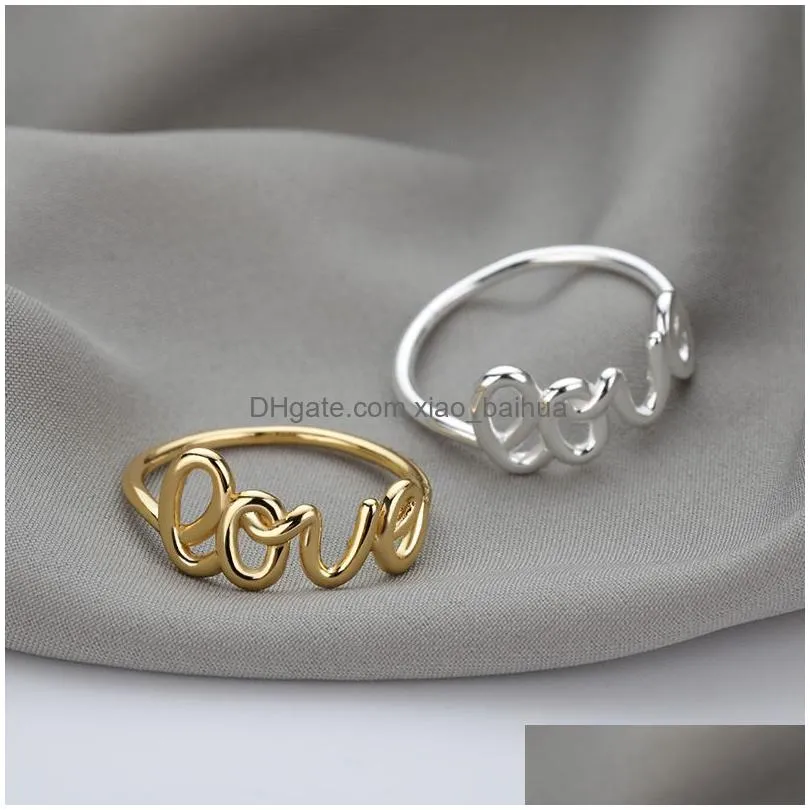 love word ring gold silver rings for women