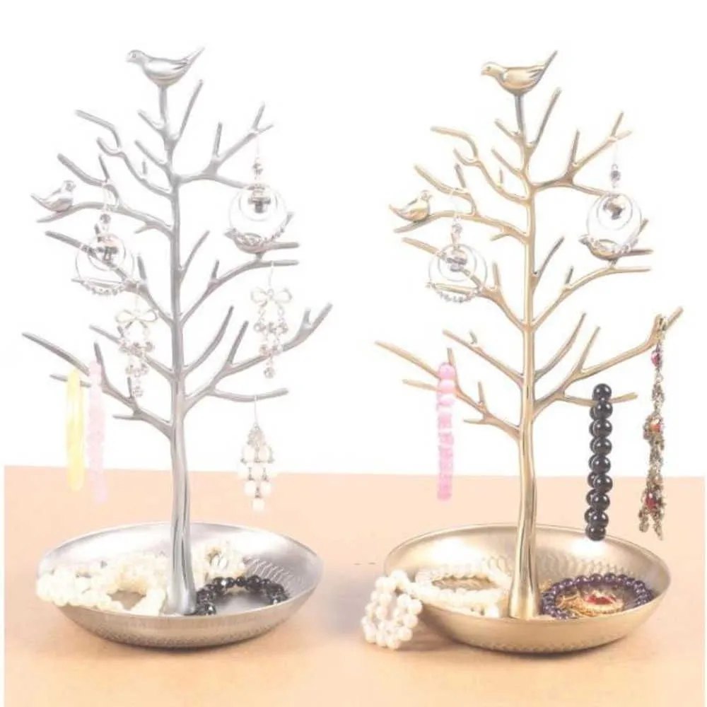 10pcs Jewelry Display Stand Rack Tree Bird Stand Iron Necklace Earring Holder Bracelet Fashion Organizer 4 Colors