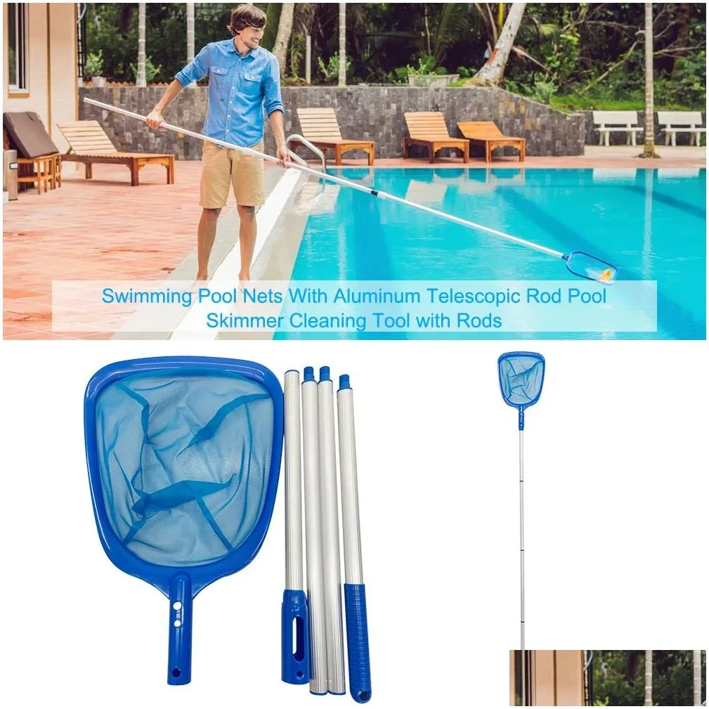 Swimming Pool Sweeping Net Telescopic Swimming Pool Cleaning Net Detachable Lightweight Multifunctional Fishing Tool Accessories