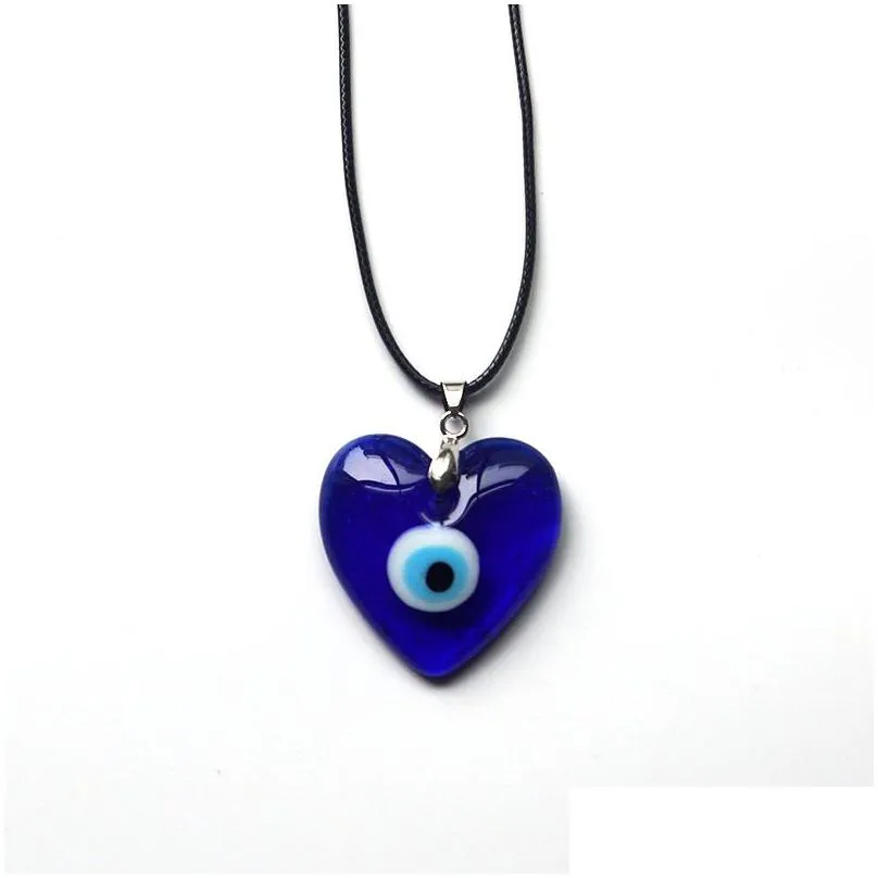 bulk price blue evil eye pendant necklaces heart shaped glass pendants turkey greek jewelry accessories devils eyes ornaments