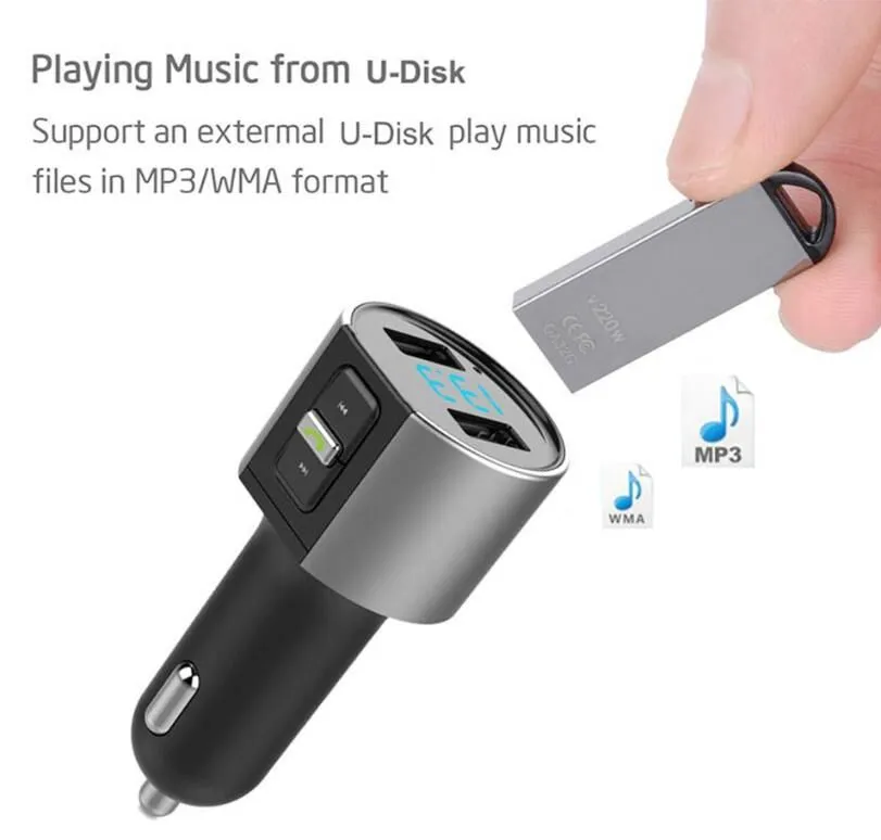 Car Fm transmitter bluetooth Handsfree C26S car MP3 Player with 3.1A Quick Charge Dual USB automobile  Fm transmitter