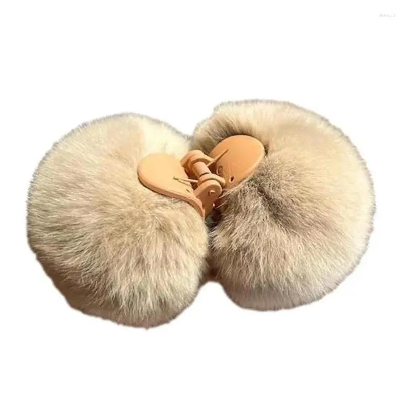 Hair Accessories Faux Fur Small Claw Double Sided Ball Soft Pom Hairpin Clip Plush Headwear Girls Fluffy K4V2