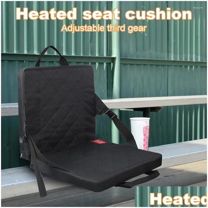 Camp Furniture Foldable Camping Chair Heated Cushion Portable With Pocket 3 Speed Temperature USB Charging For Outdoor Travel Fishing