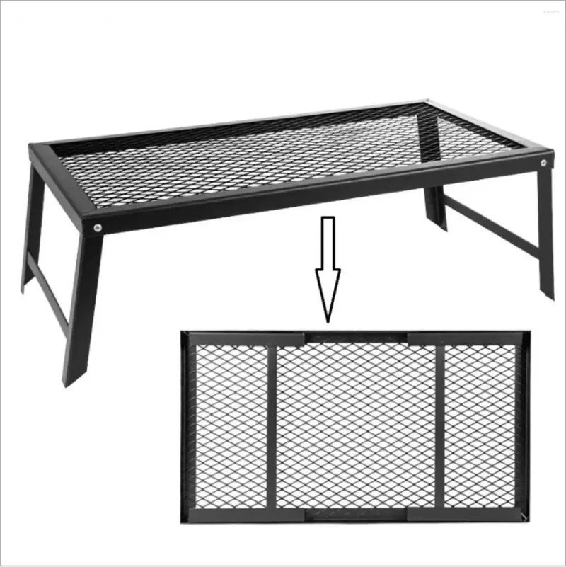 Camp Furniture Multifunctional Portable Folding Mesh Table Barbecue Camping BBQ Backyards Net Desk Grill Rack