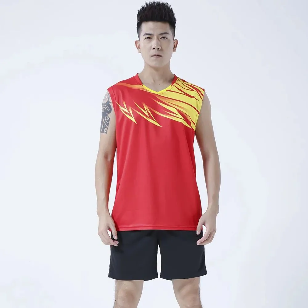 Men Volleyball Uniform Clothes Sets Summer Sell Quick Dry Man 2 Piece Badninton Tennis Ping Pong Jersey Workout Suit 240319