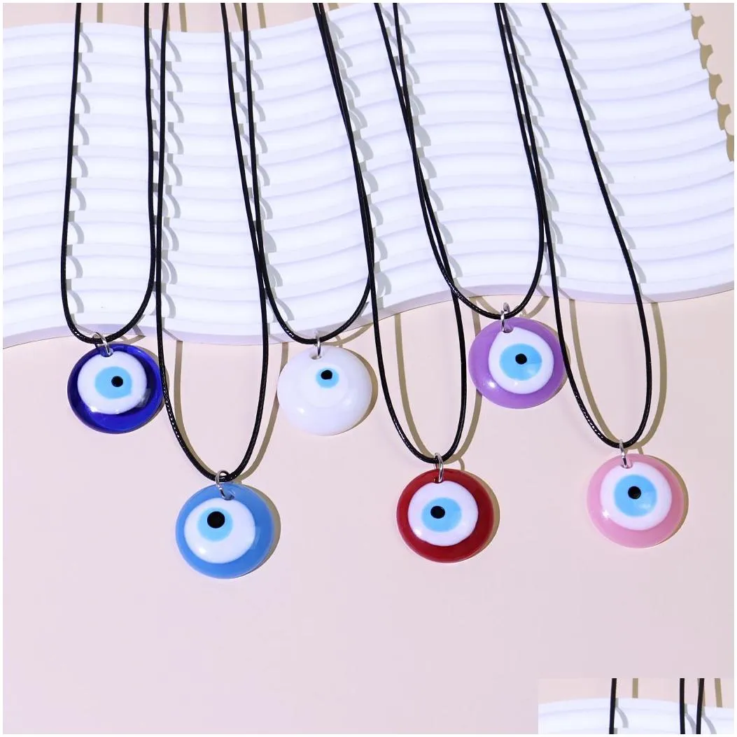 in bulk turkish ethnic style devils eye pendant necklace multicolor 3cm resin round blue eye necklaces jewelry for men women