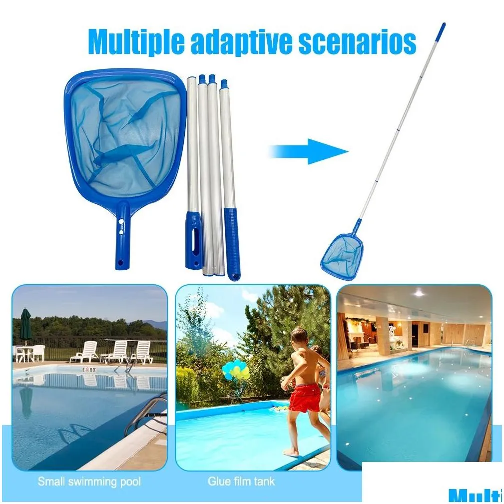 Swimming Pool Sweeping Net Telescopic Swimming Pool Cleaning Net Detachable Lightweight Multifunctional Fishing Tool Accessories