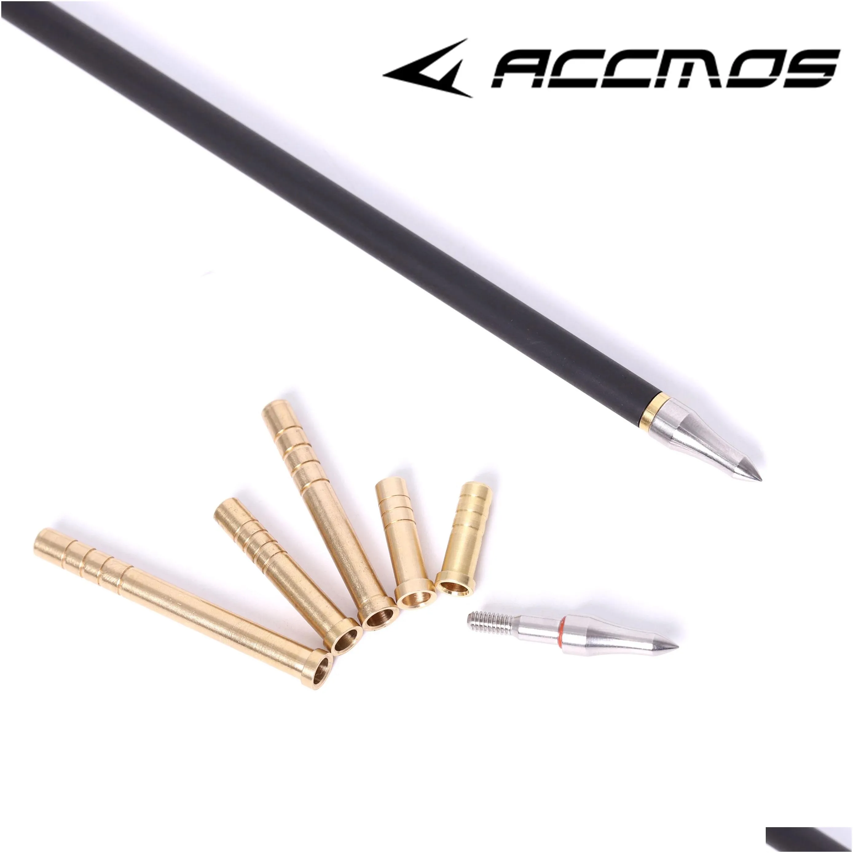 Equipment 24pcs Copper Insert Arrow Fit ID 6.2 mm Carbon Fiberglass Arrows Shaft Archery DIY For Hunting 37grain /50grain