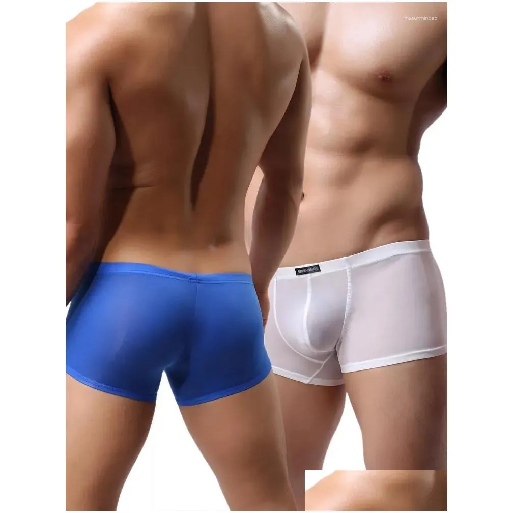 Underpants Men`s U Convex Pouch Ultra-thin Semi Transparent Funny Underwear Gays Sexy Boxer Shorts For Boy Sports Bottom Panties