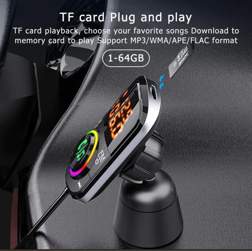 BC70 BC71 Car kits FM Transmitter Bluetooth V5.0 Wireless Radio Adapter Music MP3 Player Kit QC3.0 USB Type-C PD Fast Charging