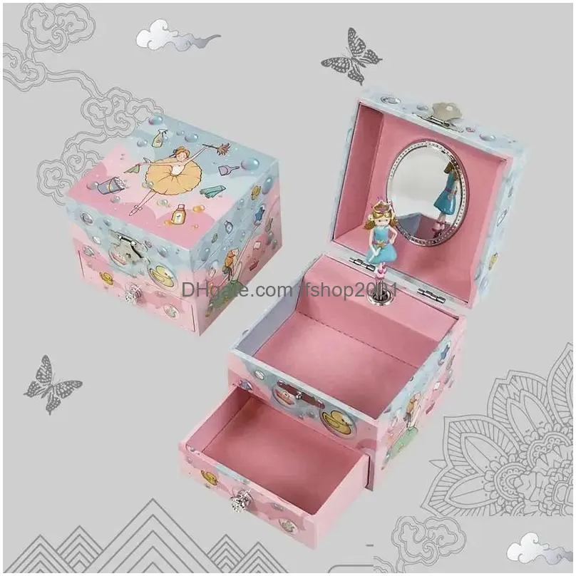 boxes rotating girl music box musical jewelry box with mirror and drawer wooden ballerina music box christmas birthday gift for girls