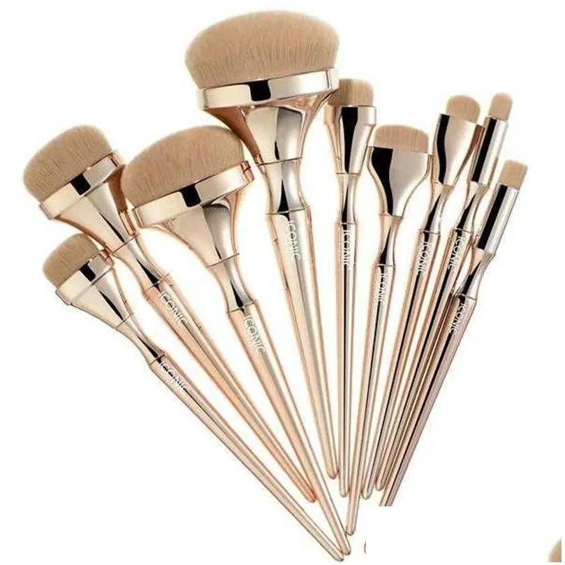 ICONIC LONDON HD 9pcs Makeup Brushes Set Gold Handle for Foundation Powder Make Up Brushes Pincel Maquiagem Beauty tools