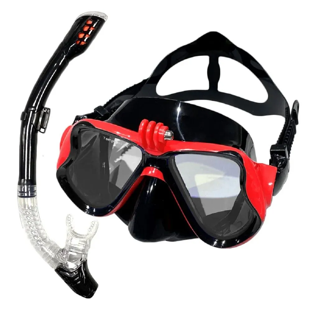 Diving Mask With Sports Camera Mount Electroplate Tempered Glass Silicone is Safe and Comfortable 240321