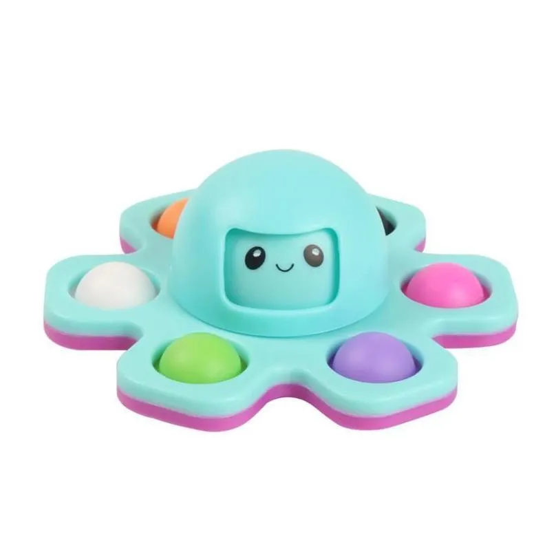 Fidget Toys Flip Face Changing Push Toys Bubble Silicone Key Chain Fingertip Gyro Decompression Creative Game Sensory Anxiety Stress