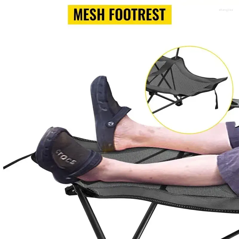 Camp Furniture Camping Chairs Folding Chair Lounge 330 Lbs Capacity W/ Footrest Mesh Cup Holder Storage Bag