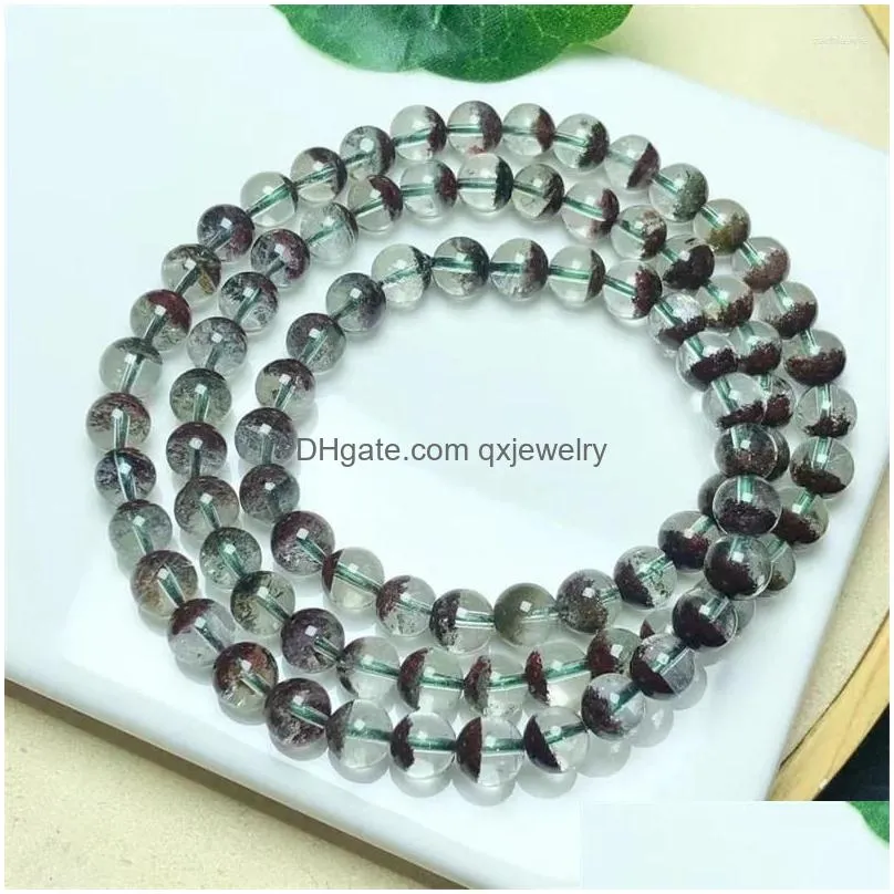 Chain Link Bracelets 6Mm Natural Green Garden Quartz Triple Circle Bracelet Smooth Gemstone Reiki Healing Jewelry Energy Crystal Holi Dhxbc