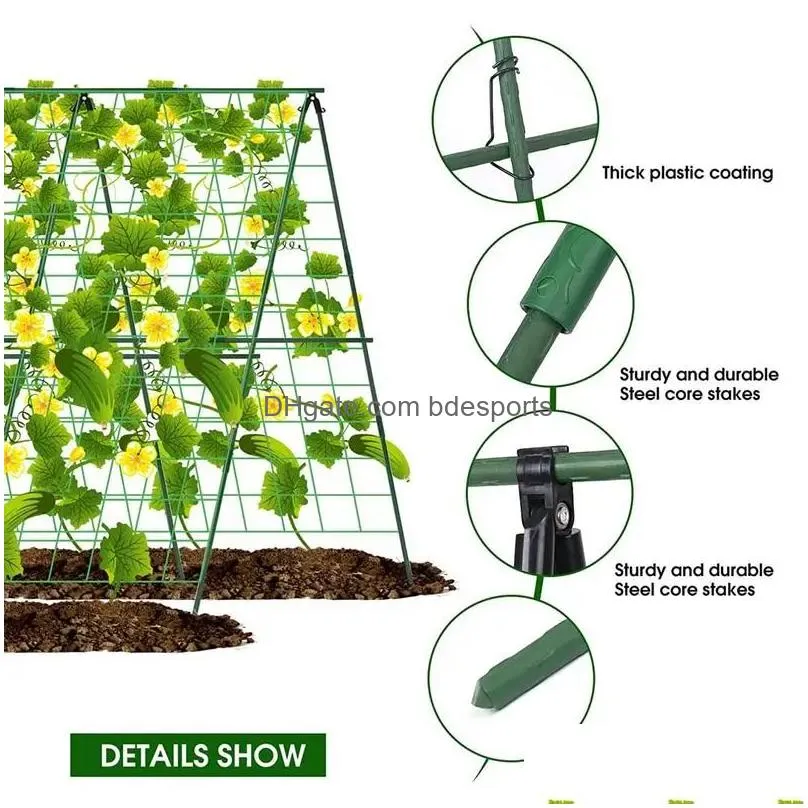 Bird Cages Supports Foldable Cucumber Trellis Garden Set Detachable Climbing Clips For Plants Vine Outdoor Plant Flowers Drop Delivery Dhund