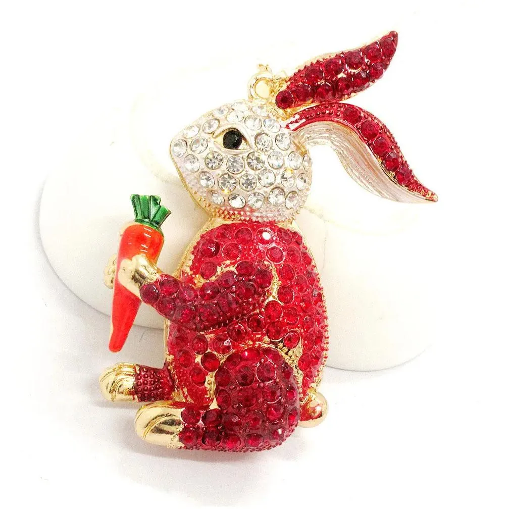 multicolour diamond set radish rabbit keychain fashion jewelry cute cartoon bag car keychains accessories pendant gift